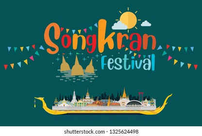 Thai Traditional New Year, Songkran Festival. Vector Template 