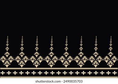 Thai traditional oriental ethnic with red gold ornament, illustration design for fabric, silk, walpaper, print