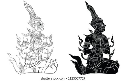 
Thai traditional painting, tattoo, cracked colour painting