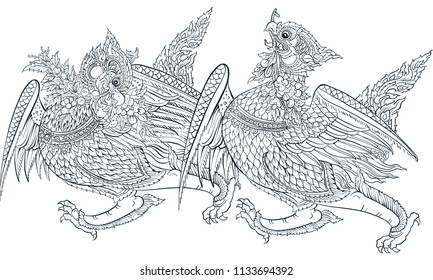 Thai traditional painting, tattoo, cracked colour painting