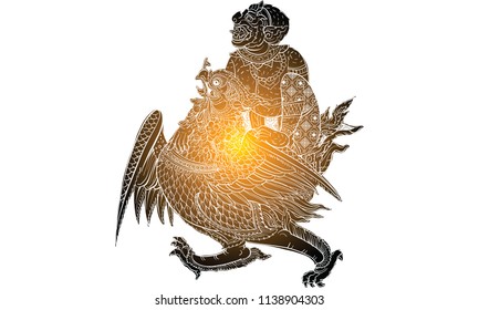 Thai traditional painting, tattoo, cracked colour painting vector
