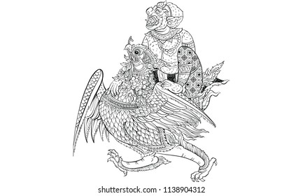 Thai traditional painting, tattoo, cracked colour painting vector