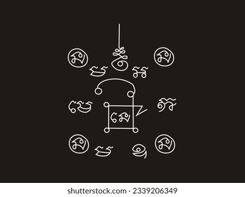  thai traditional painting tattoo vector