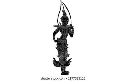  Thai traditional painting in temple, vector