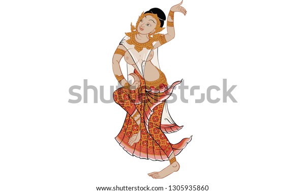 Thai Traditional Painting Temple Vector Stock Vector (Royalty Free ...