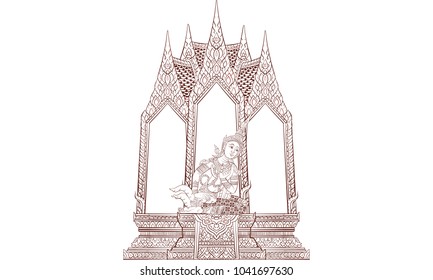 Thai traditional painting, vector 