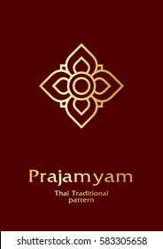 Thai traditional pattern on fabric and element in temple