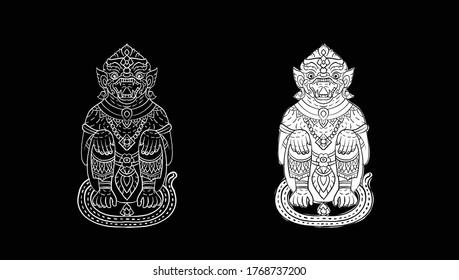 Thai traditional tattoo, Thai backdrop, vector