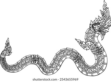 Thai Traditional tattoo design.The Naga is king of snake and Thai dragon live in Himmapan