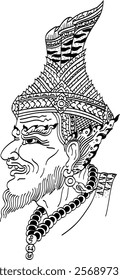 Thai traditional tattoo, Thai hermit (old man). vector file