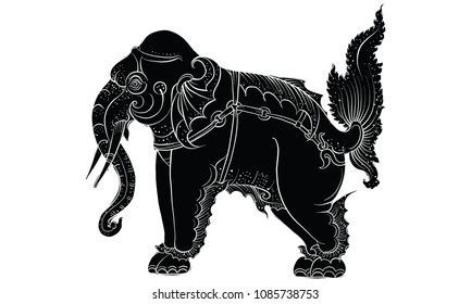 Thai traditional tattoo, Thai traditional painting in temple vector