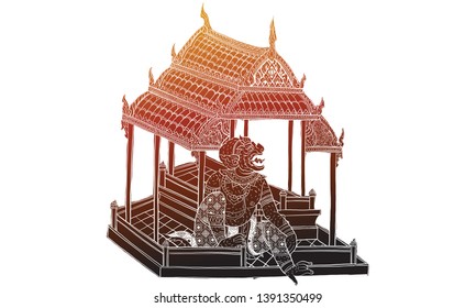 Thai traditional tattoo, Thai traditional painting in temple, vector
