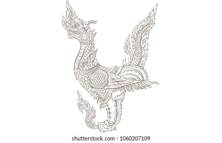 Thai traditional tattoo, Thai traditional painting vector