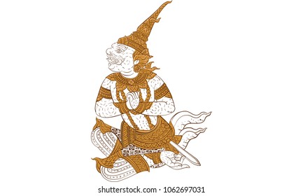 Thai traditional tattoo, Thai traditional painting vector