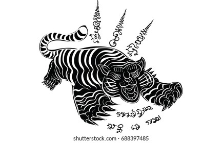 Thai traditional tattoo, tiger