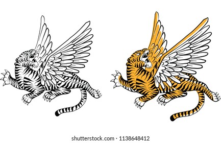 Thai traditional tattoo,  tiger tattoo vector