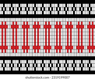 Thai traditional weaving pattern for fabric design. White silk pattern on indigo background. Indigo-dyed cotton fabric in the Northeast of Thailand. Mudmee silk pattern for woven fabric design.