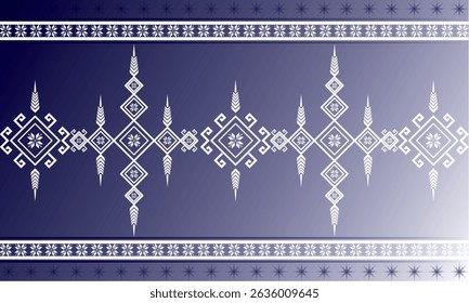 Thai Tribal Geometric Pattern in Indigo and White – Traditional Textile Design