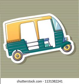 Thai tuk sticker icon. Cartoon of thai tuk sticker vector icon for web design isolated on white background