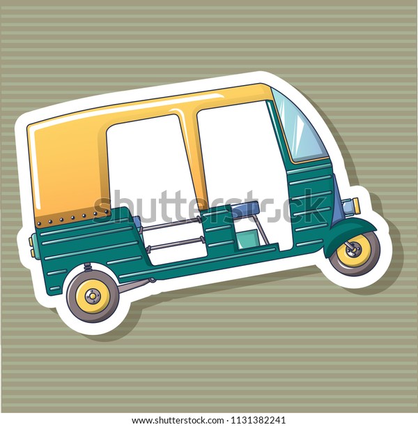 Thai tuk sticker\
icon. Cartoon of thai tuk sticker vector icon for web design\
isolated on white\
background