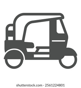 Thai tuktuk taxi cab solid icon, town transport concept. Vector graphics. Taxi cart motorbike sign on white background, glyph style icon for mobile or web design