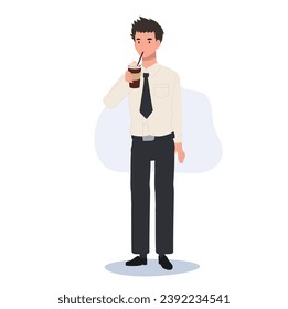 Thai University Student in Uniform Enjoying Iced Coffee on Campus
