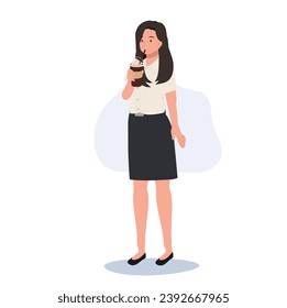 Thai University Student in Uniform Enjoying Iced Coffee on Campus