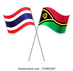 Thai and Vanuatuan crossed flags. Thailand combined with Vanuatu isolated on white. Language learning, international business or travel concept.