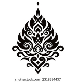 	
Vector tailandés de diseño tradicional, fondo étnico decorativo de Tailandia - estilo de arte folclórico en blanco y negro
 
Diseño simétrico único con remolinos y formas abstractas, adorno asiático
 