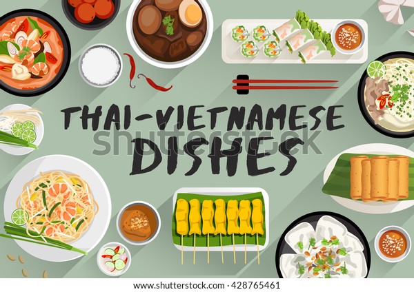 Thai Vietnamese Food Food Illustration Top Stock Vector (Royalty Free ...