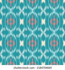 Thai vintage ikat flower seamless ikat fabric pattern background Asian tradition art design for print