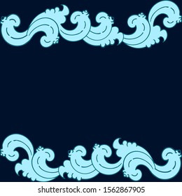 Thai water wave pattern, wind wave, dark blue background For a decorative background And the Water Festival of Thai Songkran and Loi Krathong