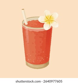 Thai Watermelon Smoothie (Tangmo Pan) – Popular Southeast Asian Dessert Drink, Vector