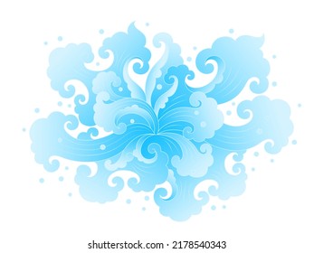 Thai wave design Water waves spread on a white background..water splash design for  graphic.