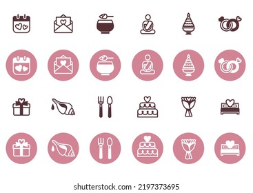 Thai wedding ceremony icon set illustration vector