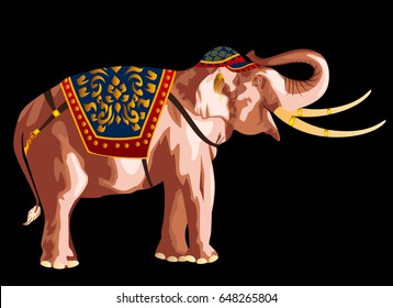 Thai white elephant warrior graphic vector