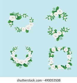 Thai White Jasmine Flower on blue background ,Vector Illustration