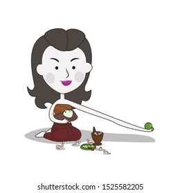 Thai women ghost and son character vector