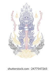 Thai Yantra Tattoo, yant Thao Wessuwan Style .Thai talisman traditional tattoo