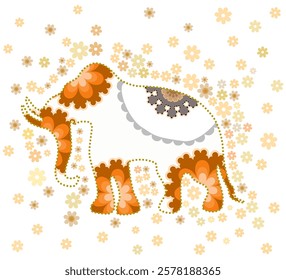 ThaiChang, elephant seamless vector pattern in color.