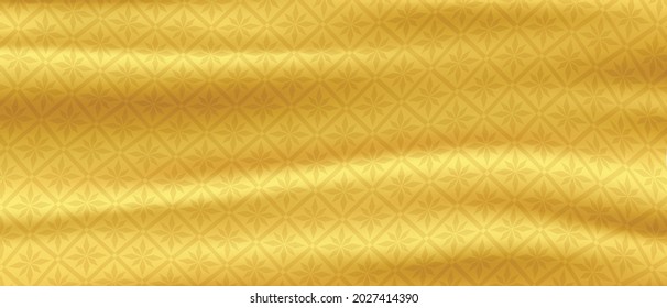 Thaii pattern. Golden silk background. Gold satin waves. Vector