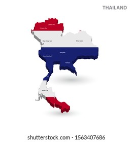 Thailand 3d Flag Map and Illustration