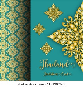 Thailand ancient concept .flower or mandala pattern.Thai traditional style.vector illustration for Travel in Thailand.poster,greeting card, party invitation,banner,brochure,other use