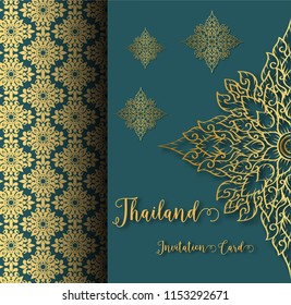 Thailand ancient concept .flower or mandala pattern.Thai traditional style.vector illustration for Travel in Thailand.poster,greeting card, party invitation,banner,brochure,other use