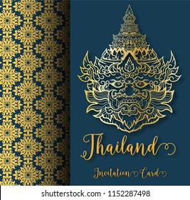 Thailand ancient concept. Tossakan king of Giant.Thai traditional style.vector illustration for for Travel in Thailand.poster,greeting card, party invitation,banner,brochure,other use