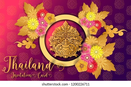 Thailand ancient Luxury concept .Hanuman king of monkey.Thai traditional style.vector illustration for Travel in Thailand.poster,greeting card, party invitation,banner,brochure,other use