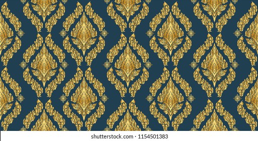 Thailand ancient Luxury concept.seamless pattern.flower or mandala.Thai traditional style.vector illustration for Travel in Thailand.poster,greeting card, ,flyer,brochure,other use
