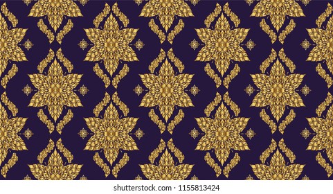 Thailand ancient Luxury concept.seamless pattern.flower or mandala.Thai traditional style.vector illustration for Travel in Thailand.poster,greeting card, ,flyer,brochure,other use
