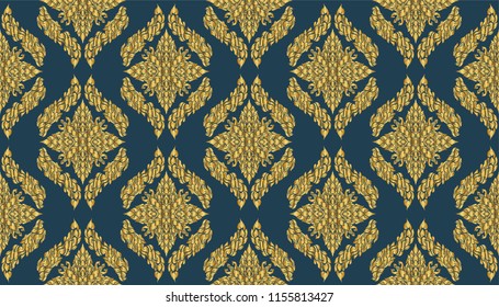 Thailand ancient Luxury concept.seamless pattern.flower or mandala.Thai traditional style.vector illustration for Travel in Thailand.poster,greeting card, ,flyer,brochure,other use