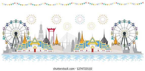 Thailand and architecture, Vector illustration